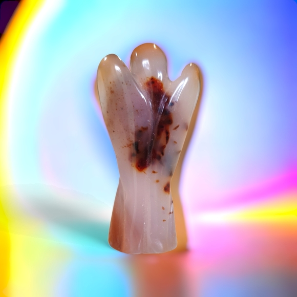 Carnelian semiprecious gemstone angel 3 fingers in height, beautiful markings - Picture 2 of 6